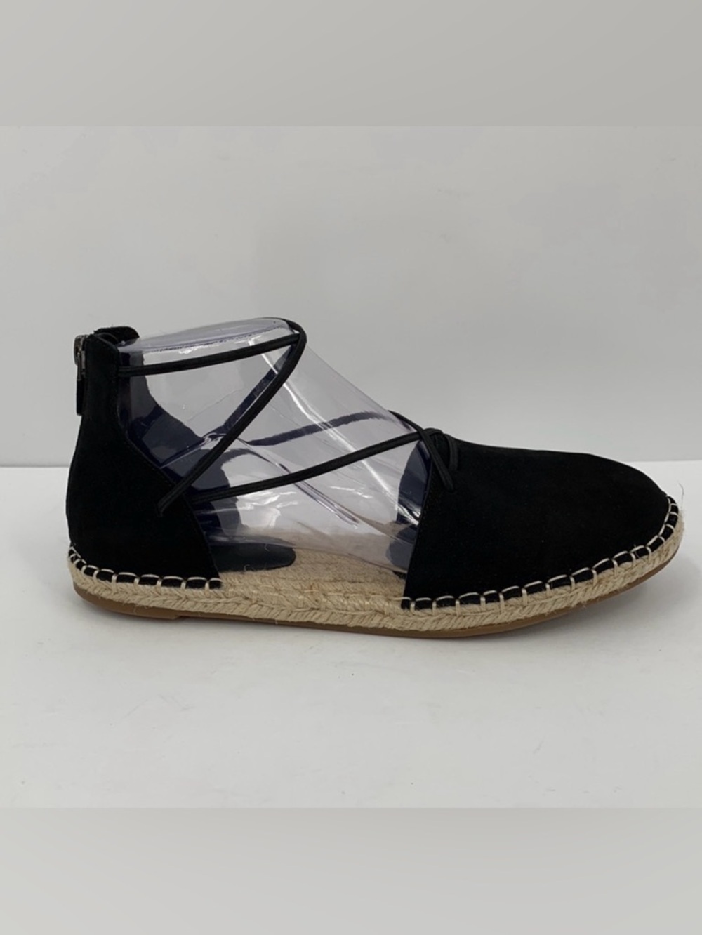 Eileen Fisher Lace-up Espadrille Shoe black suede criss cross straps flat new 7